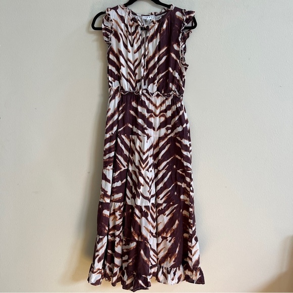 THML Ruffle Sleeve Tiered Midi Dress Small - Picture 5 of 10